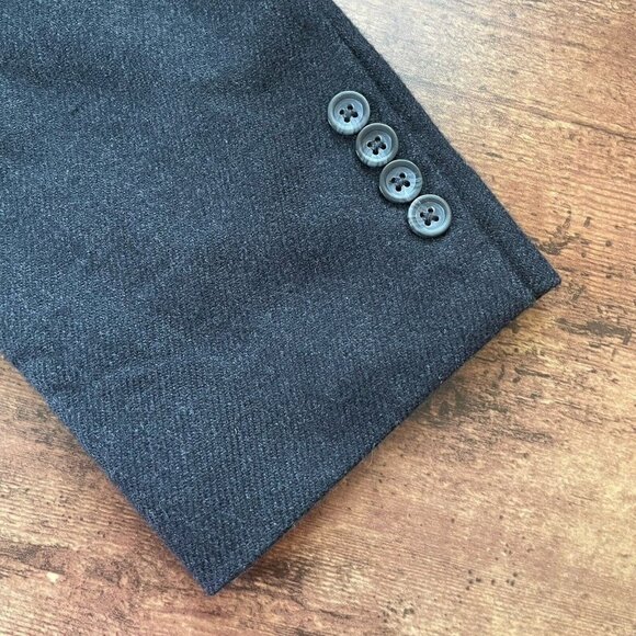 Oscar de la Renta Mens Blazer 43R Charcoal Gray Wool Flannel Two Button Jacket - Picture 7 of 11